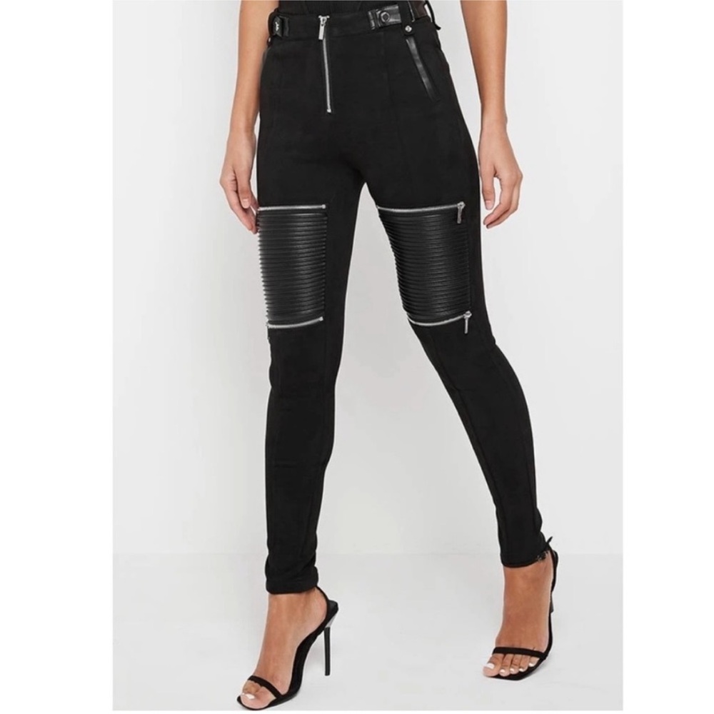 🖤Maniere De Voir Black Skinny Pants with Zipper Detail